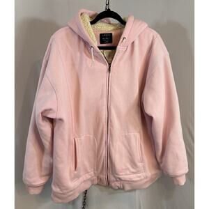Lakin McKey Womens XL Full Zip Hooded Work Sweatshirt Sherpa Heavy Warm Pink